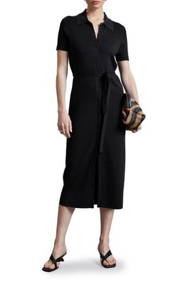 & Other Stories Lovely Tie Waist Knit Midi Dress in Black