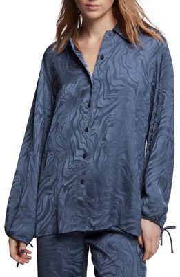 & Other Stories Marble Satin Shirt in Blue