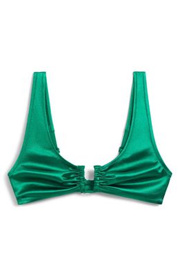 & Other Stories Metallic Triangle Bikini Top in Green