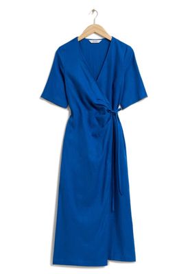 & Other Stories Midi Wrap Dress in Blue