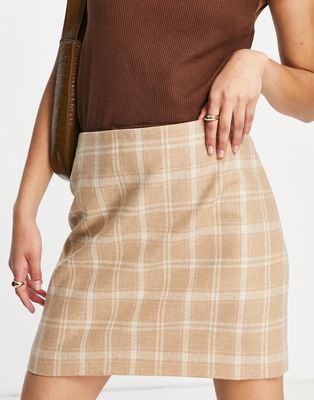 & Other Stories mini skirt in tonal check-Neutral