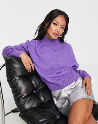 & Other Stories mock neck knit sweater in purple