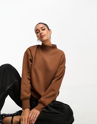 & Other Stories mock neck sweater in brown exclusive to ASOS