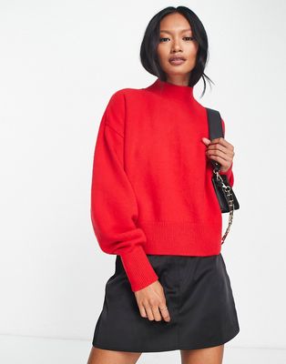 & Other Stories mock neck sweater in red