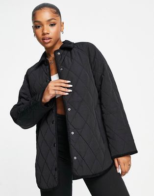 & Other Stories nylon quilted jacket in black