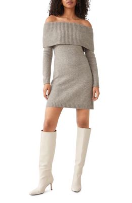 & Other Stories Off the Shoulder Long Sleeve Wool Blend Sweater Minidress in Beige Melange
