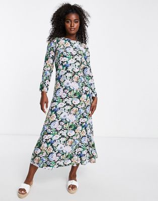 & Other Stories open back midi dress in floral print-Multi