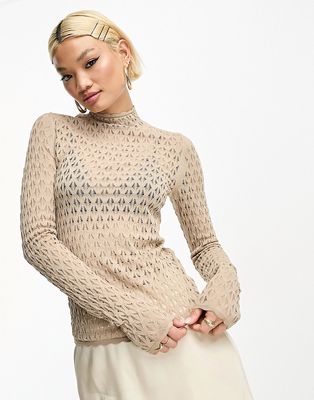 & Other Stories open knit sweater in beige-Neutral