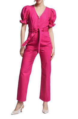 & Other Stories Organic Cotton Puff Sleeve Jumpsuit in Pink