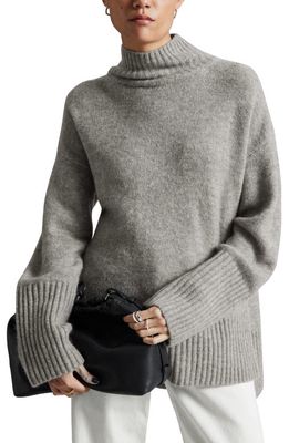 & Other Stories Oversize Wool & Mohair Blend Turtleneck Sweater in Grey Melange