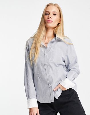 & Other Stories oversized shirt in blue and white stripe-Multi