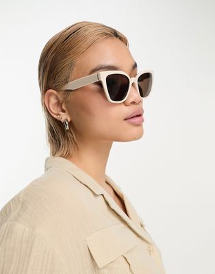 & Other Stories oversized sunglasses in off white with brown lens