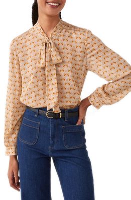 & Other Stories Pa Louna Printed Tie Neck Blouse in Beige Cindty Aop