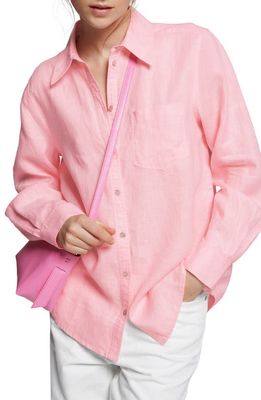 & Other Stories Patch Pocket Oversize Linen Button-Up Shirt in Pink