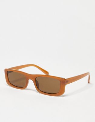 & Other Stories plastic rectangle sunglasses in brown - BROWN