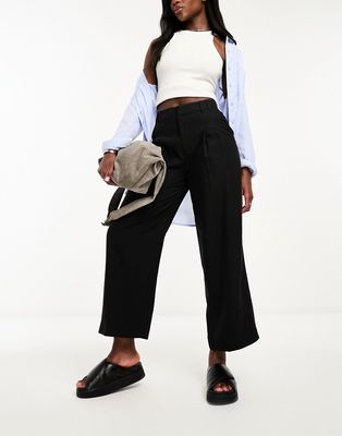 & Other Stories pleat front wide leg pants in black