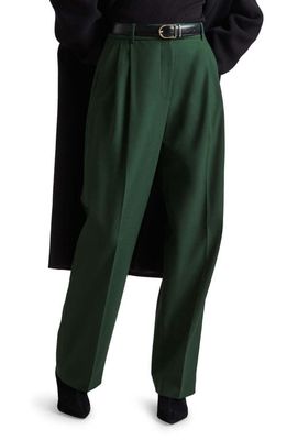 & Other Stories Pleated Straight Leg Pants in Green