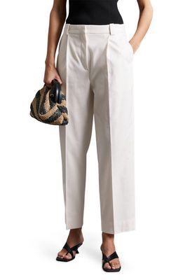 & Other Stories Pleated Wide Leg Ankle Pants in Off White