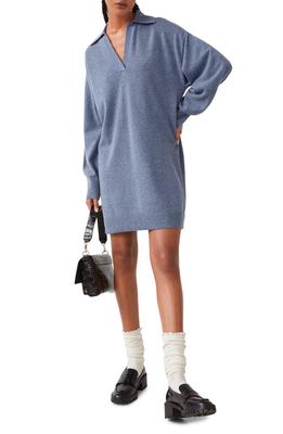& Other Stories Polo Long Sleeve Wool Sweater Dress in Blue Melange
