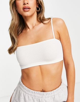 & Other Stories polyamide waffle bandeau bra in off white - WHITE