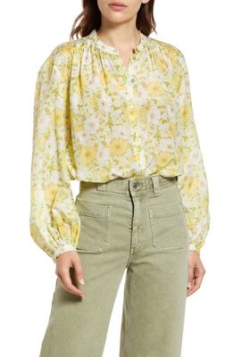 & Other Stories Print Long Sleeve Cotton & Silk Blouse in Green Flower Aop