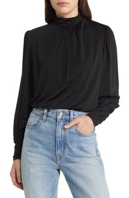 & Other Stories Print Mock Neck Blouse in Black