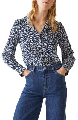 & Other Stories Print Notch Collar Blouse in Navy Aop