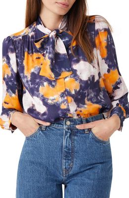 & Other Stories Print Tie Neck Blouse in Multi Tiedye