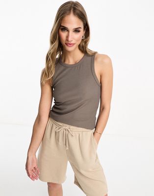 & Other Stories racer back tank top in mole-Brown