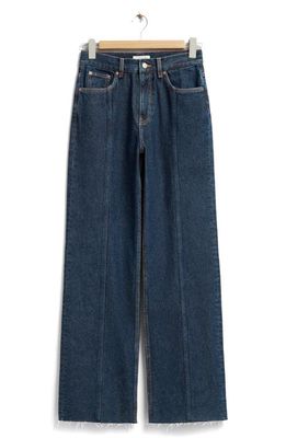 & Other Stories Raw Hem Straight Leg Jeans in Rinse Blue