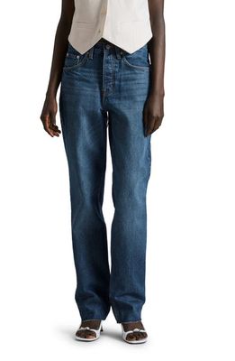 & Other Stories Raw Hem Straight Leg Organic & Recycled Cotton Jeans in River Blue