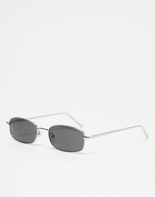 & Other Stories rectangular sunglasses in silver with black lens
