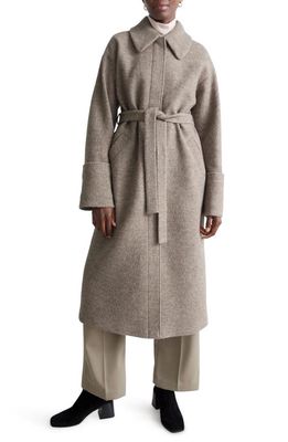 & Other Stories Relaxed Fit Belted Long Wool Coat in Taupe