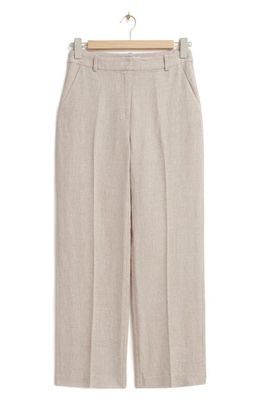 & Other Stories Relaxed Fit Linen Trousers in Beige