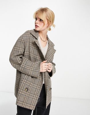 & Other Stories relaxed short coat in check-Multi