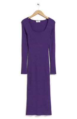 & Other Stories Rib Long Sleeve Sweater Dress in Purple