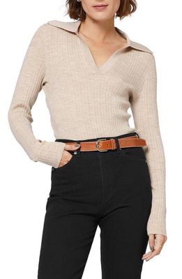 & Other Stories Rib Wool Blend Polo Top in Beige Melange