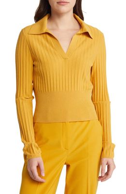 & Other Stories Ribbed Slim Collared Sweater in Yellow