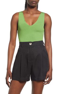 & Other Stories Ribbed V-Neck Tank in Green