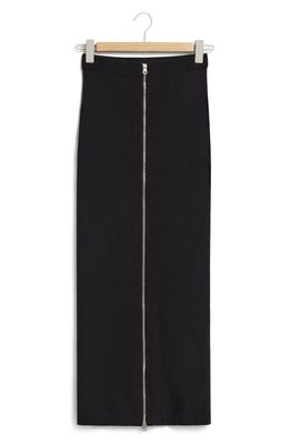 & Other Stories Ribbed Zip-Up Skirt in Black