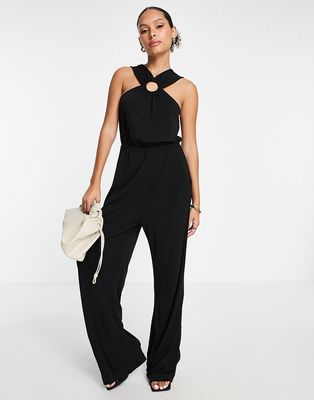 & Other Stories ring detail wide leg jumpsuit in black