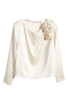& Other Stories Rose Detail Satin Blouse in Beige