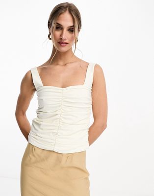 & Other Stories ruched front tank top in white