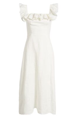& Other Stories Ruffle Linen Dress in White