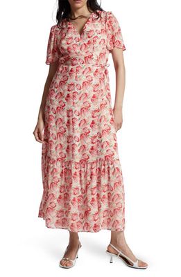 & Other Stories Sally Floral Wrap Maxi Dress in White Red/Pink Flower Luma
