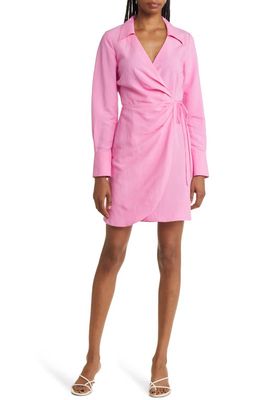 & Other Stories Side Tie Long Sleeve Shirtdress in Pink