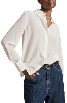 & Other Stories Silk Button-Up Shirt in Off White