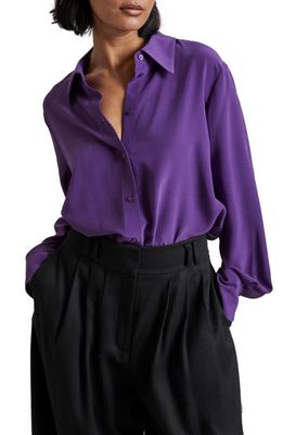 & Other Stories Silk Button-Up Shirt in Purple