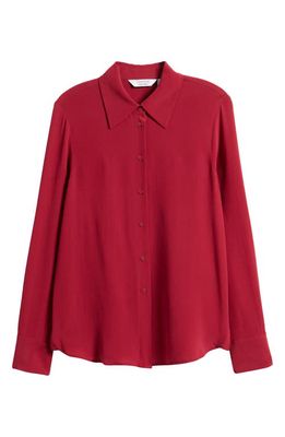 & Other Stories Silk Button-Up Shirt in Wine Red