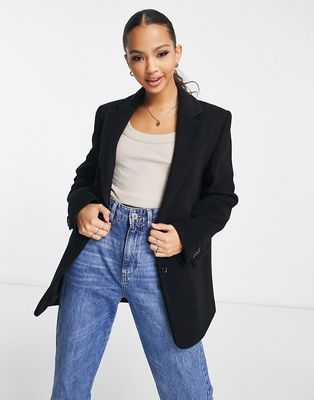& Other Stories single breasted wool blazer in black